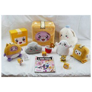 LOT of 15 LANKYBOX PLUSHIES, Figures, Containers and book, Great condition